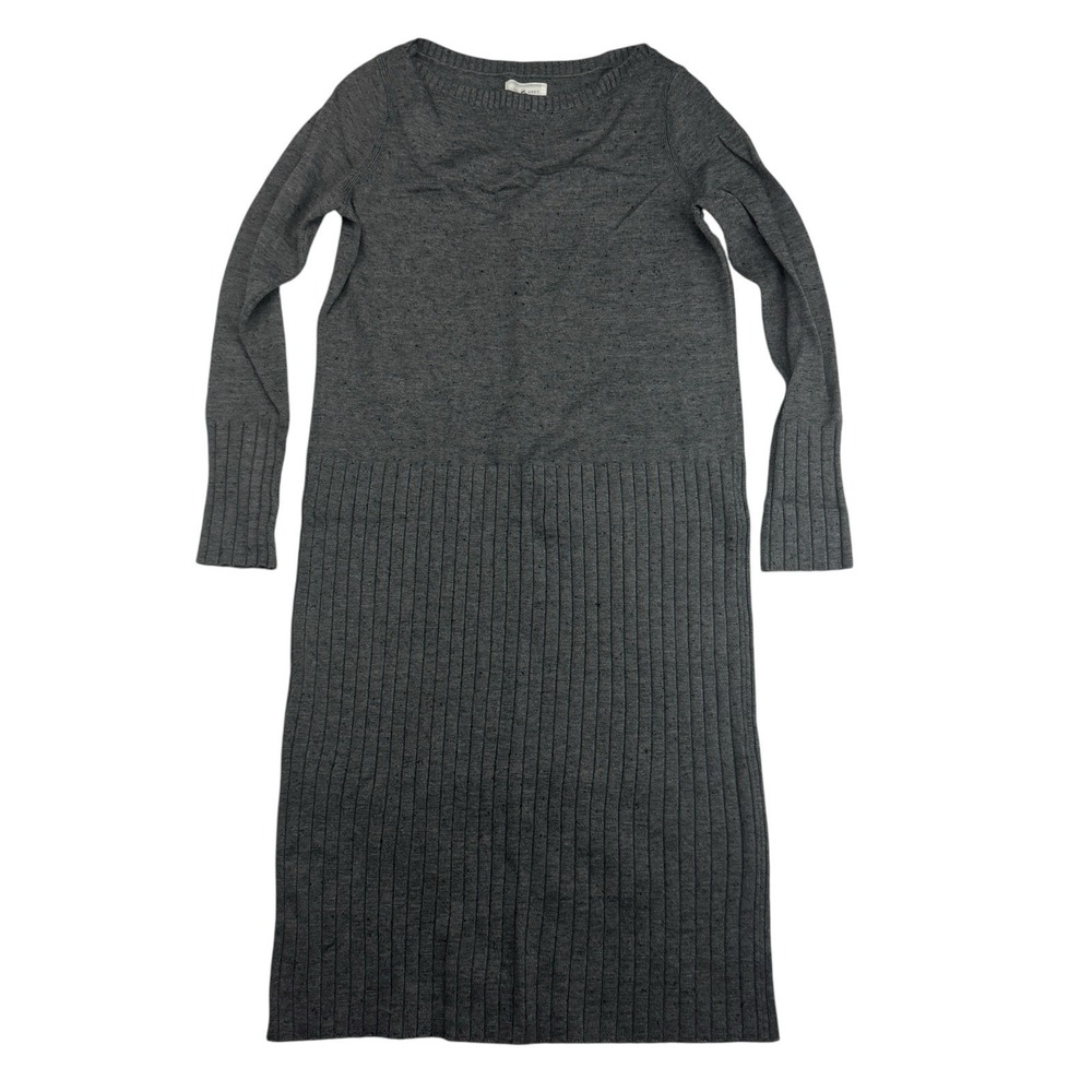 Lou & Grey Gray Knit Midi Sweater Dress Long Sleeve Crewneck Rayon Sz XXS 2XL